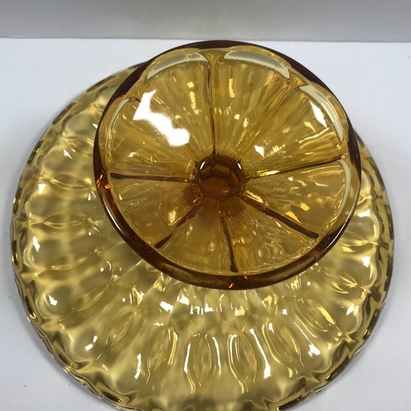Vintage Translucent Amber glass Cake Stand w/ scalloped edges. 10 in x 4.5 in - Picture 3 of 5